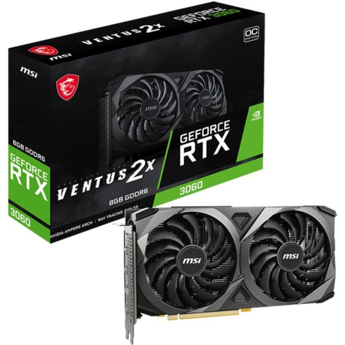 Видеокарта MSI VENTUS 2X 8G OC, GeForce RTX 3060 8 Гб, GDDR6, HDMI, DP - фото 51488434