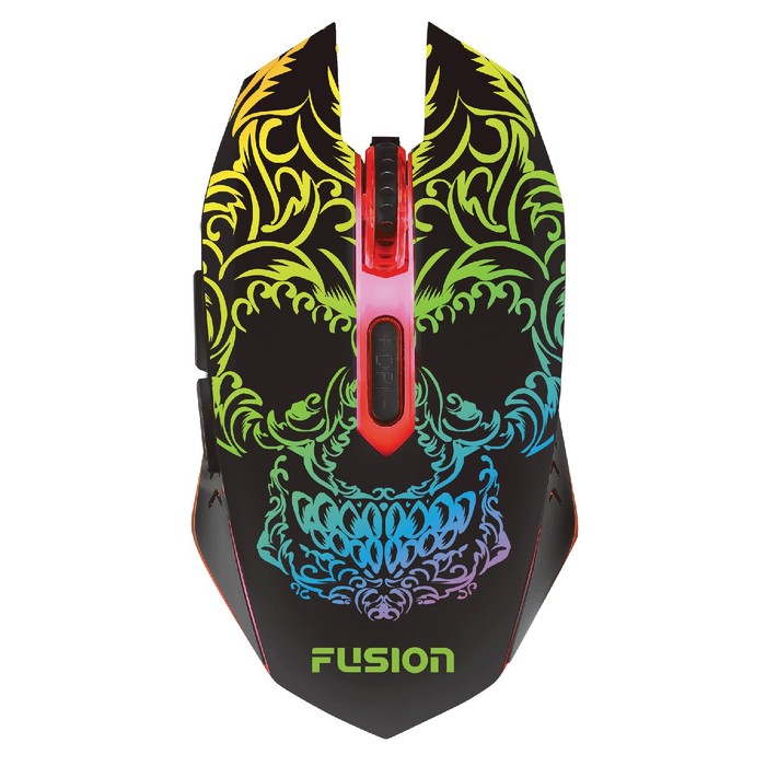 Мышь Fusion GM-306, игровая, проводная, оптическая, 3600 dpi, USB, подсветка, чёрная