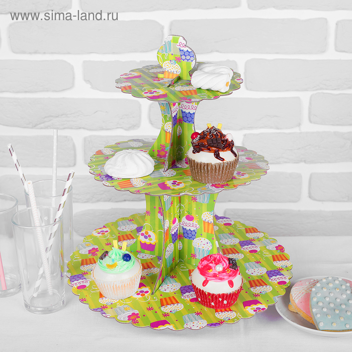 Подставка для пирожных трехъярусная «Тортик» - Фото 1