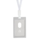 Бейдж - карман вертикальный, внешний размер 112×67 мм, внутренний размер 90×54 мм, белый, с белой лентой, жёсткокаркасный - Фото 1