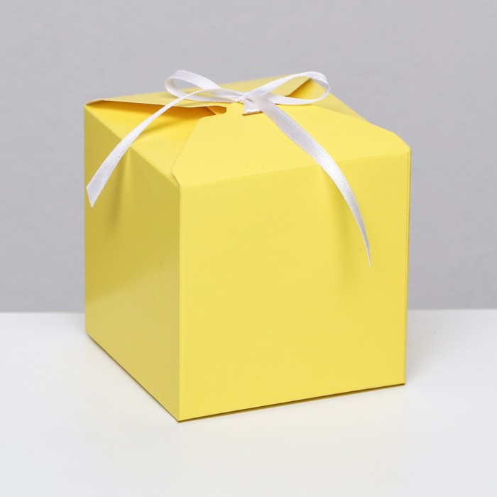 Коробка складная, квадратная, жёлтая, 10 х 10 х 10 см, - Фото 1