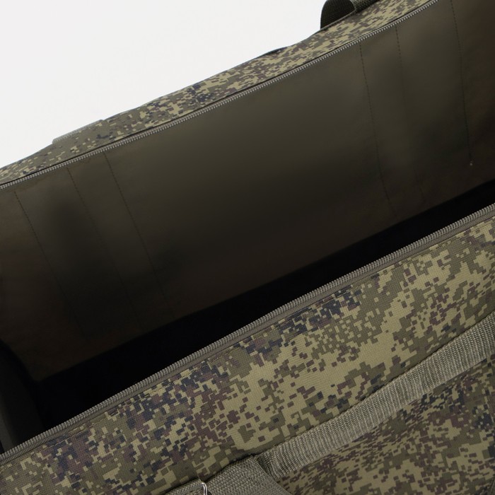Сумка дорожная на молнии, 3 наружных кармана, длинный ремень, цвет хаки - фото 1906786599