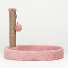 Лежанка с когеточкой "Пижон", овальная, 55 х 36 х 47см, пушистый мех, джут, розовая - фото 9600964