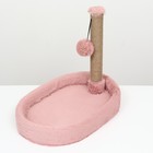 Лежанка с когеточкой "Пижон", овальная, 55 х 36 х 47см, пушистый мех, джут, розовая - фото 9600965