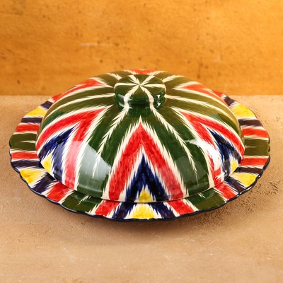 Блинница узбекская Риштанская Керамика «Атлас», d=24 см, керамика, разноцветная