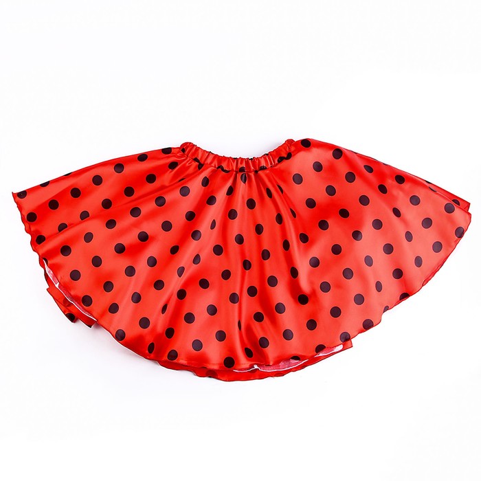 Карнавальная юбка для вечеринки красная в чёрный горох, повязка, рост 110-116 см - фото 1907728059