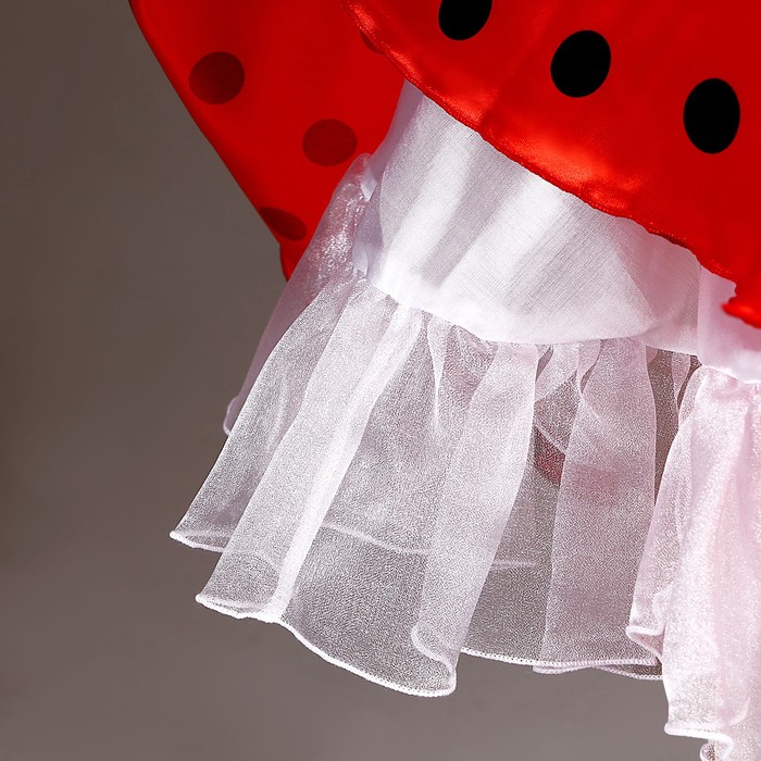 Карнавальная юбка для вечеринки красная в чёрный горох, повязка, рост 122-128 см - фото 1907728072