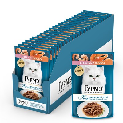 Влажный корм GOURMET Perle для кошек, креветка/лосось, 75 г