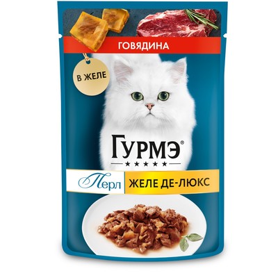 Влажный корм GOURMET Perle для кошек, говядина, в желе, 75 г