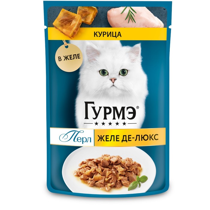 Влажный корм GOURMET PERLE для кошек, курица, в желе, 75 г - Фото 1