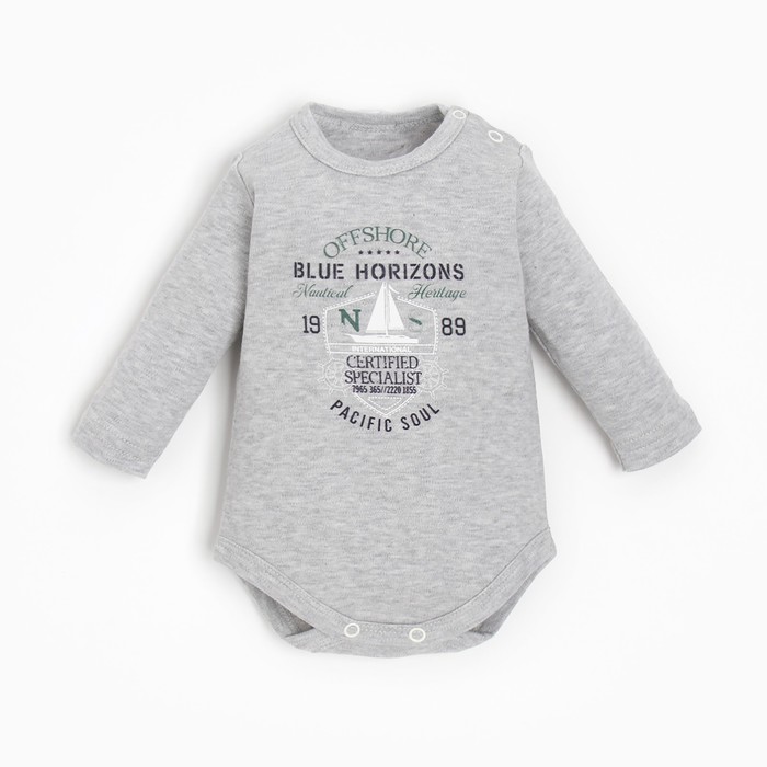 Боди детское, цвет серый, рост 62 см - Фото 1