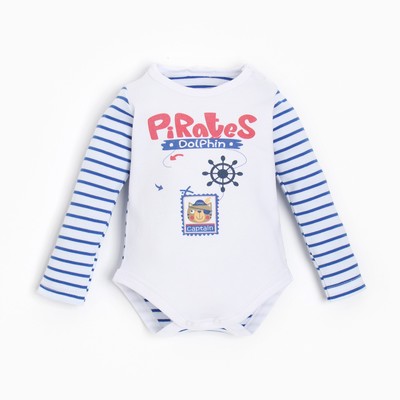 Боди детское, цвет белый/голубой, рост 56 см