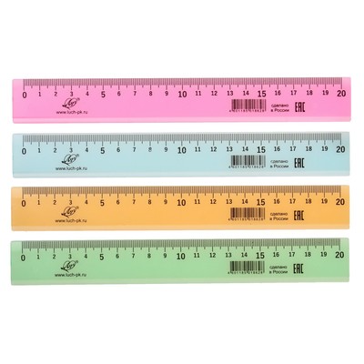 Линейка 20 см «Луна», непрозрачная, пастельная, МИКС