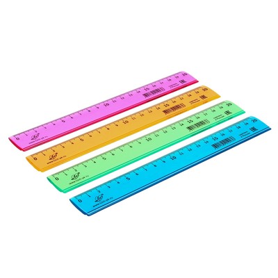 Линейка 20 см "Луна", прозрачная, тонированная, МИКС