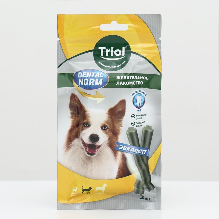 Жевательное лакомство Triol DENTAL NORM, с эвкалиптом, для собак средних пород, 75 г - Фото 1