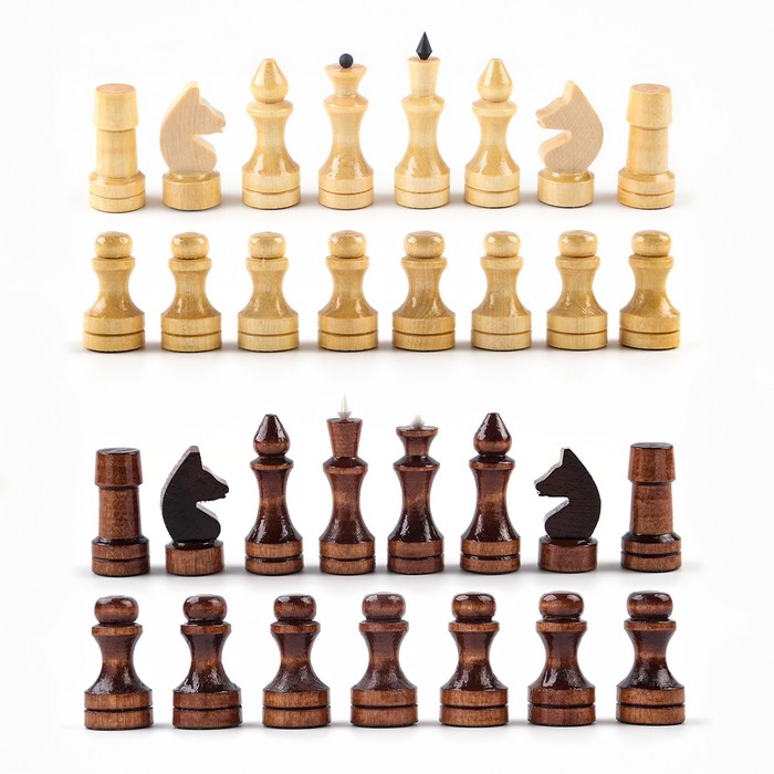 Шахматные фигуры обиходные, король h-7 см d-2.4 см, пешка h-4.4 см d-2.4 см, лак - фото 1907728535