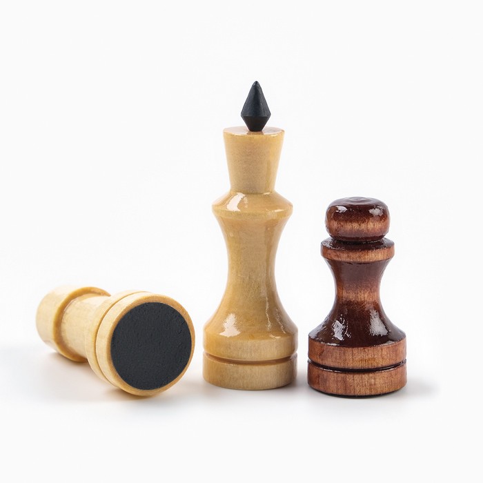 Шахматные фигуры обиходные, король h-7 см d-2.4 см, пешка h-4.4 см d-2.4 см, лак - фото 1907728536