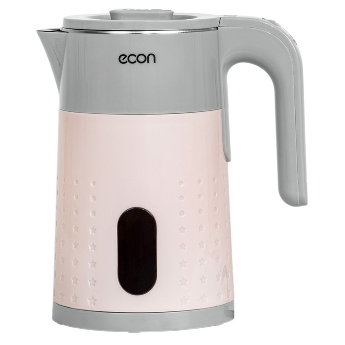 Чайник ECO-1883KE, металл, электрический, 1.7 л, 1500 Вт, цвет серый с розовым