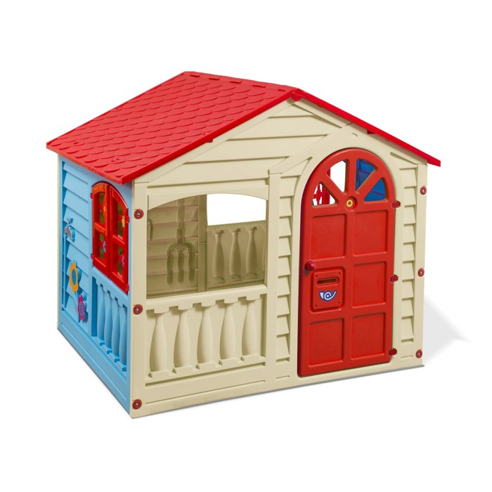 Домик игровой, цвета: красный, голубой, бежевый