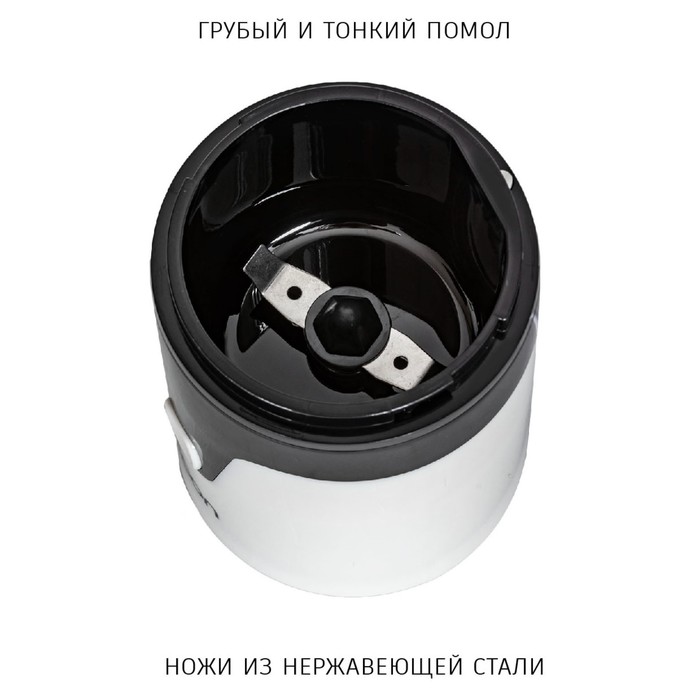 Кофемолка ECO-1510CG, ножевая, 150 Вт, 60 г, цвет чёрный/белый - фото 51346480