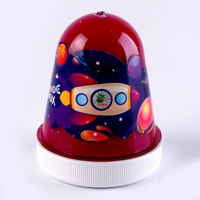 Слайм «Плюх. Космос» светящийся с блёстками, капсула, маджента, 130 г - Фото 1