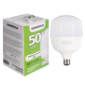 Лампа светодиодная GENERICA HP, 50 Вт, 4000 К, E27-E40, 230 В, LL-HP-50-230-40-E27-E40-G