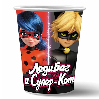 Набор бумажных стаканов «Леди Баг и Супер-Кот», чёрно-розовый, 6 шт., 250 мл