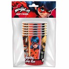 Набор бумажных стаканов «Леди Баг и Супер-Кот», чёрно-розовый, 6 шт., 250 мл - фото 24302330