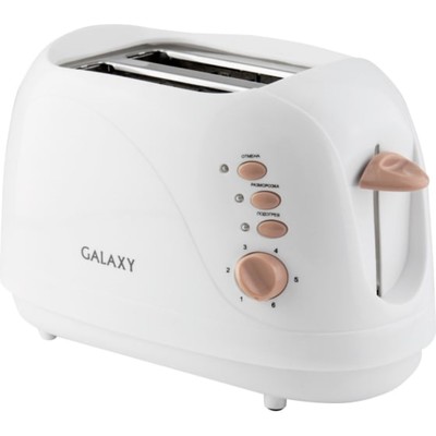 Тостер Galaxy GL 2904, 800 Вт, 6 режимов прожарки, 2 тоста, белый