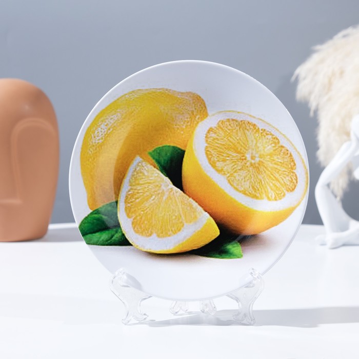 Тарелка декоративная «Сочный лимон», настенная, D = 17,5 см - фото 1907729252