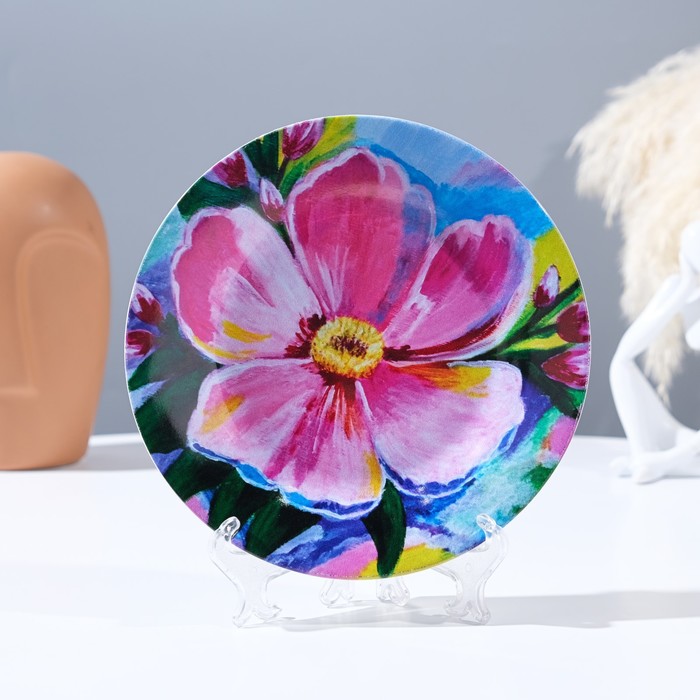 Тарелка декоративная «Арт цветы», настенная, D = 17,5 см - Фото 1