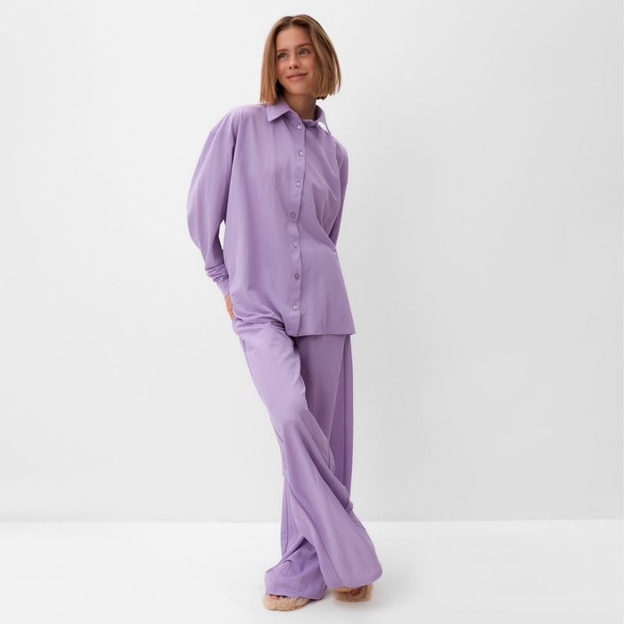 Комплект женский (сорочка, брюки) MINAKU цвет сиреневый, р-р 42 - фото 1909191390