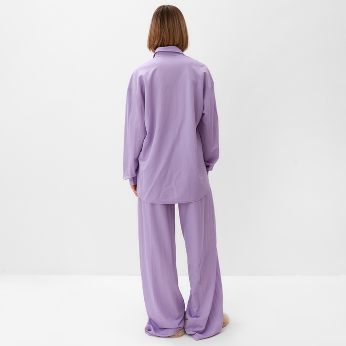 Комплект женский (сорочка, брюки) MINAKU цвет сиреневый, р-р 42 - фото 1909191393
