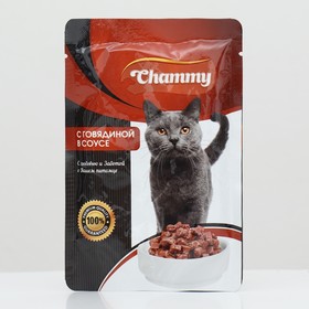 Влажный корм Chammy для кошек, говядина, кусочки в соусе, пауч, 100 г 9686958