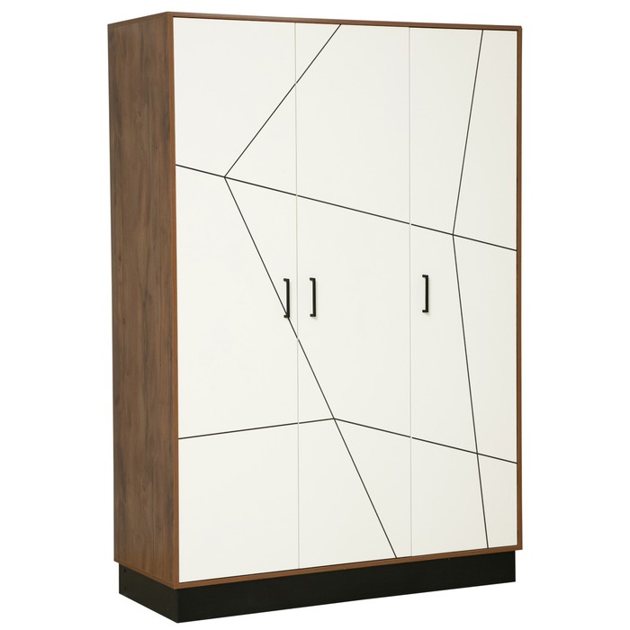 Шкаф 3-х дверный для одежды «Гамма» 54.12, 1414×565×2075 мм, таксония / чёрный / ПВХ белый - Фото 1