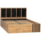 Кровать с ПМ «Либерти» 51.25, 140×200 см, цвет дуб вотан / чёрный / велюр монако чёрный - Фото 2