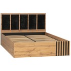 Кровать с ПМ «Либерти» 51.26, 160×200 см, цвет дуб вотан / чёрный / велюр монако чёрный - Фото 2