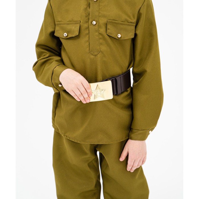 Маскарадный костюм военного для мальчика с  пилоткой,ремень,габардин,п/э, 30, рост 110-116 - фото 1885662765