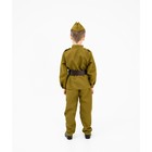 Маскарадный костюм военного для мальчика с  пилоткой,ремень,габардин,п/э,р. 32, рост 122-128 - Фото 4