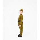 Маскарадный костюм военного для мальчика с  пилоткой,ремень,габардин,п/э,р. 32, рост 122-128 - Фото 5