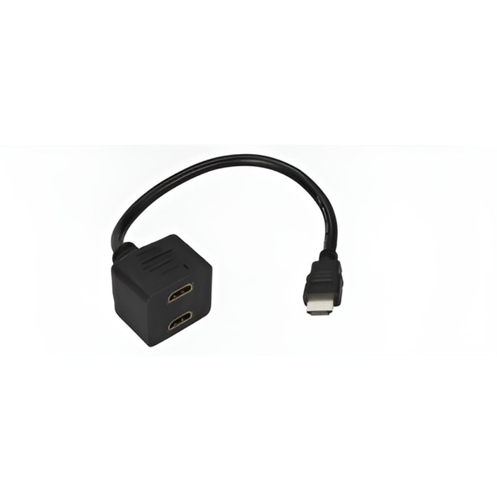 Переходник REXANT  HDMI (m) - 2xHDMI (f), черный - Фото 1