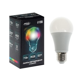 

УЦЕНКА Лампа светодиодная RGB, с пультом , А60, 7 Вт, 560 Лм, Е27, 220 В