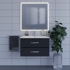 Тумба под раковину Uperwood Foster 80 см, подвесная, черная - Фото 6