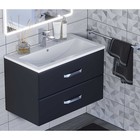 Тумба с раковиной Uperwood Foster 80 см, подвесная, черная - Фото 1