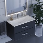 Тумба с раковиной Uperwood Foster 80 см, подвесная, черная - Фото 8