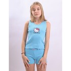 Комплект для девочки: майка, шорты, рост 134 см, цвет голубой - фото 108809043