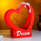 Кашпо деревянное-сердце "Dream", 24х10х27,5 см, дуб, красный - фото 320030534