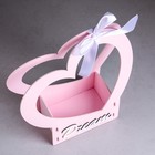 Кашпо деревянное-сердце "Dream", 24х10х27,5 см, дуб, розовый - фото 22695139