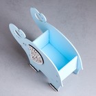 Кашпо деревянное "Слоник" малый , 19х7х14 см, дуб, голубой - фото 24588930