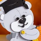 Кашпо деревянное "Мишка Школьник", 17х8х17 см, дуб, серый - фото 22695164